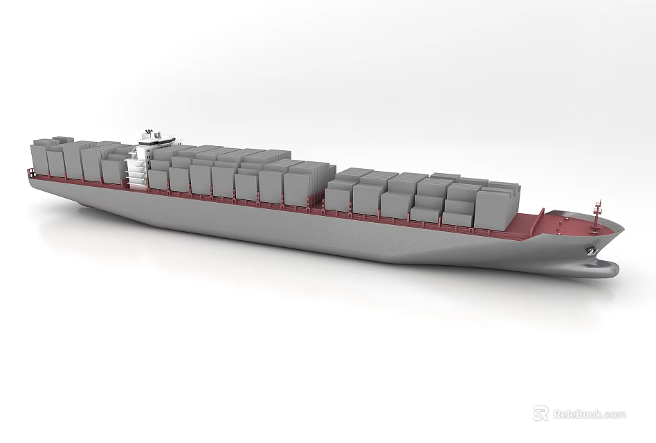 Decorative Ornament Set Featuring Container Ship Model With Multiple Containers 3d model 