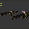 Futuristic Weapon Design Featuring Black Tactical Firearms with Scope and Ergonomic Grip 3d model