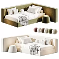 Modern Soft Fabric Upholstered Children Bed With Comfortable Bedding And Multiple Custom Color Options
