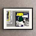 Black Framed Abstract Painting With Geometric Shapes Abstract Face And Bold Lines
