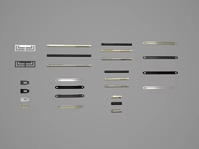 Assorted Metal Handles In Multiple Styles For Home And Office Furniture 3d model