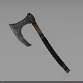 Handcrafted Axe With Sharp Metal Blade And Wooden Leather Wrapped Handle
