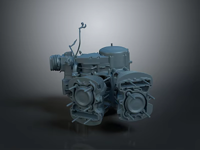 Detailed Motorcycle Engine 3D Model Showcasing Twin Cylinders And Mechanical Components 3d model