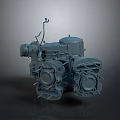 Detailed Motorcycle Engine 3D Model Showcasing Twin Cylinders And Mechanical Components 3d model