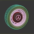Stylish Car Tire Featuring Mercedes Logo And White Black Rim Design