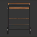 Wooden Serving Cart With Wheels Multi Tiered Structure Top Panel Lower Shelf And Small Drawer
