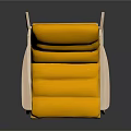 Modern Yellow Armchair With Light Wood Frame And Comfortable Padded Cushions