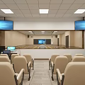 Modern School Classroom Featuring Rows Of Desks Blackboard And Multimedia Screen