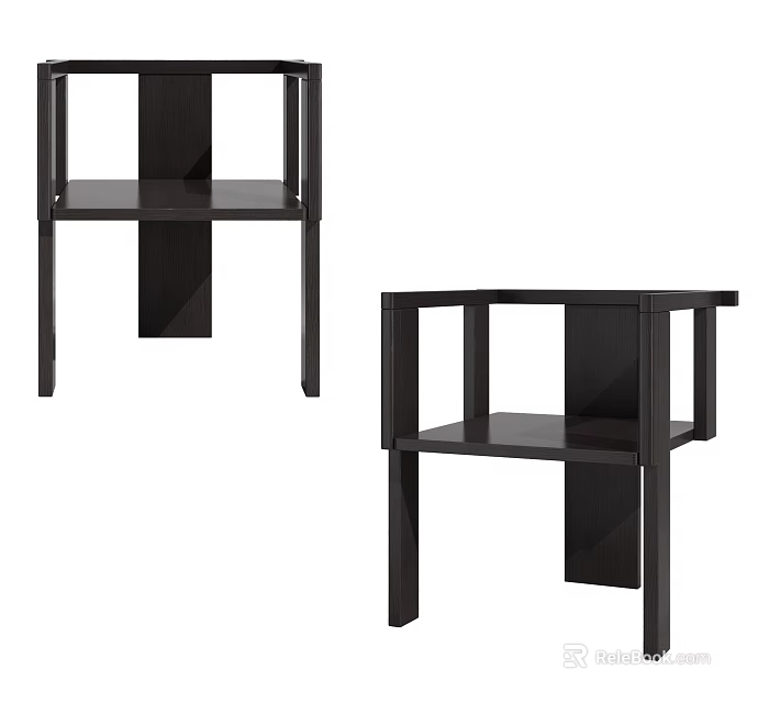 Modern Simple Leisure Chair With Black Wooden Frame And Square Structure 3d model 
