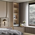 Modern Bedroom Interior Design With Large Bed Nightstands Cabinets Soft Rug And Wall Paneling