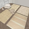 Modern Beige Square Rugs With Wave Patterns Striped And Geometric Designs 3d model