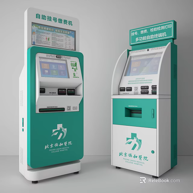 Public Health Service Self Service Kiosk For Community Hospital With Screen Interface 3d model 