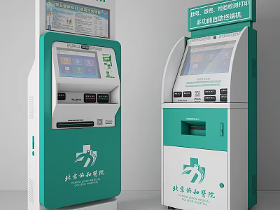 Public Health Service Self Service Kiosk For Community Hospital With Screen Interface 3d model