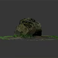 Natural Wood Stone with Layered Texture Green Moss and Organic Surface Patterns