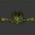 Enchanting Game Movie Character With Moss Covered Body Grass Top And Outstretched Arms