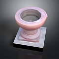 Pink Stone Bowl Container With Square Pedestal Base And Smooth Surface
