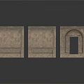 Ancient Style Stone Door Frames And Window Frames With Arched Architectural Design 3d model