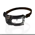 Tactical Goggles With Metallic Frame Clear Lens And Brown Leather Strap 3d model