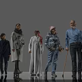 Diverse Group of People Standing in Row With Various Clothing Styles Against Gray Background
