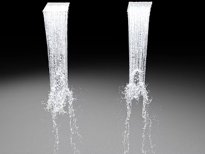 Abstract White Water Columns With Splashing Water On Black Gray Background 3d model