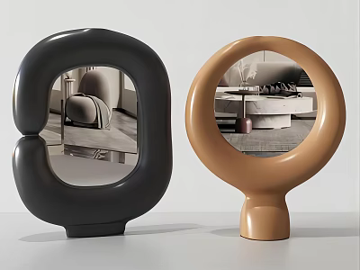 Modern Abstract Black And Brown Decorative Mirrors With Interior Furniture Reflection 3d model