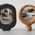 Modern Abstract Black And Brown Decorative Mirrors With Interior Furniture Reflection