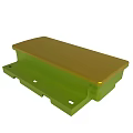 Yellow Top Green Base Rectangular Industrial Part With Mounting Holes Design