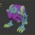Game Movie Character Fantasy Alien Creature With Purple Green Body Tentacles And Claws