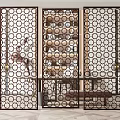 New Chinese style partition lattice screen partition 3d model