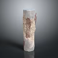 Decorative Textured Stone Column With Rough Surface And Red Linear Patterns