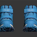 CLINKS Blue High top Sneakers With Velcro Straps And Red Accents On White Sole