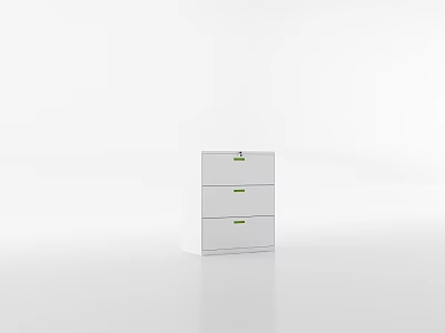 White Modern Console Cabinet With Three Drawers And Green Handles Design 3d model