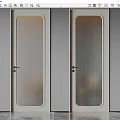 White Interior Doors With Frosted And Ribbed Glass Panels And Gold Handles