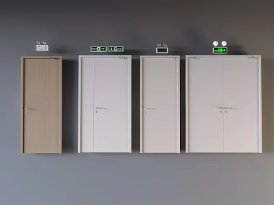 Beige And White Fire Equipment Cabinets With Emergency Control Panels And Indicator Lights 3d model