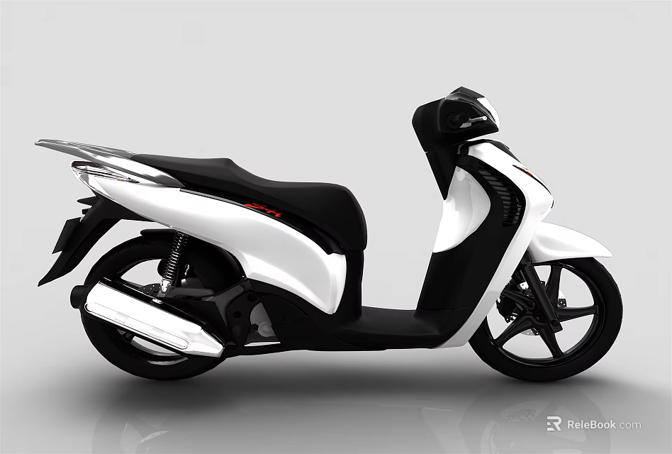 Modern White and Black Scooter with Sleek Design and Stylish Features 3d model 