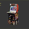 Classic Arcade Machine Featuring Colorful Screen Vibrant Graphics Control Panel And Joystick Buttons