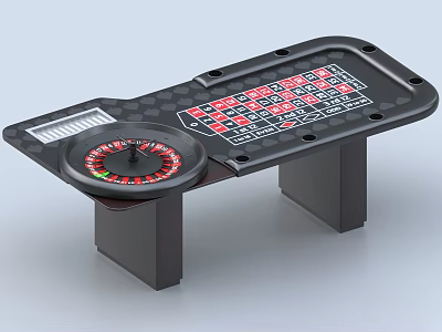 Mini Roulette Table With Wheel Betting Layout And Smooth Surface Design 3d model
