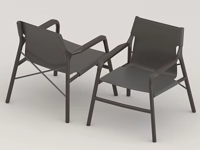 Modern Dark Leisure Chairs With Metal Frame And Comfortable Padded Seats 3d model