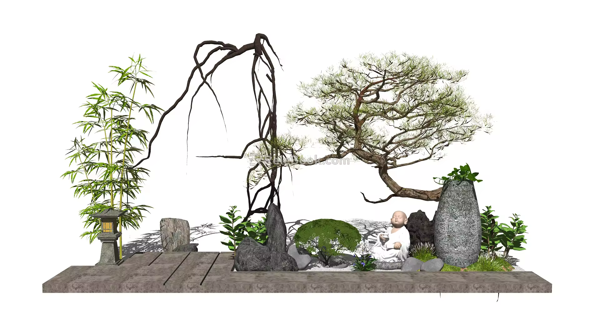 New Chinese style landscape sketch landscape sketch courtyard landscape 3d model