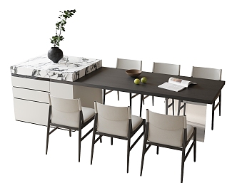 Modern Dining Table and Chair Combination Dining Table Dining Chair Single Chair 3d model