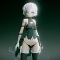 Yalingzi Lintu White Hair Green Eyes Fantasy Game Character With Green Black Outfit And Weapon