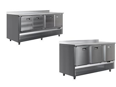 Commercial Stainless Steel Refrigerated Worktables With Under Counter Storage And Durable Design 3d model