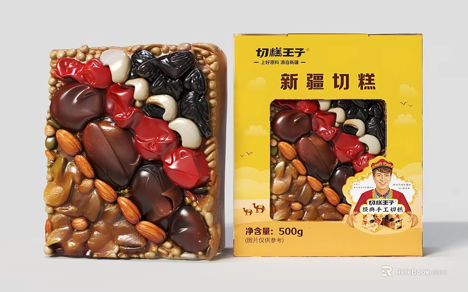 Qiegao Prince Xinjiang Qiegao with Mixed Nuts and Dried Fruits 500g Packaging 3d model 