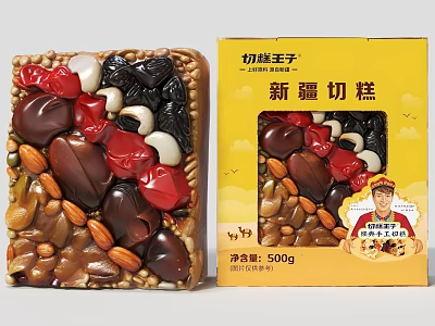 Qiegao Prince Xinjiang Qiegao with Mixed Nuts and Dried Fruits 500g Packaging 3d model