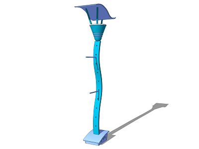 Modern Outdoor Lamp With Curved Pole And Stylish Shade Design 3d model