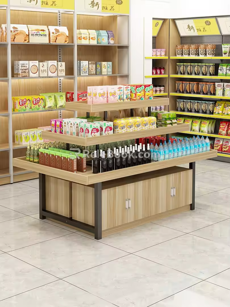 Shelf Supermarket Shelf Middle Island Cabinet Display Rack Snack Shelf Display Rack Snack Display Cabinet 3d model