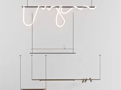 Modern Pendant Light Fixture With Minimalist Metal Structure And Linear Geometric Design 3d model