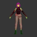 3D Female Character Design With Mechanical Gloves And Creature Inspired Outfit Details