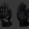 Black Motorcycle Gloves With Protective Design And Stitched Palm Details