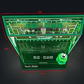 Soccer Field Display Model With Trophy And Player Position Layout On Green Base